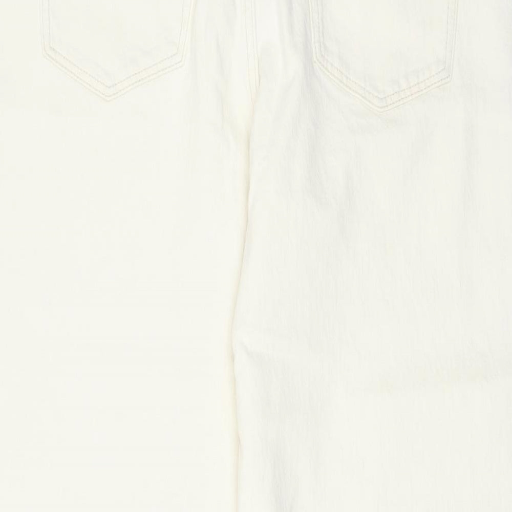 Marks and Spencer Womens Beige Cotton Wide-Leg Jeans Size 16 L26 in Regular Button