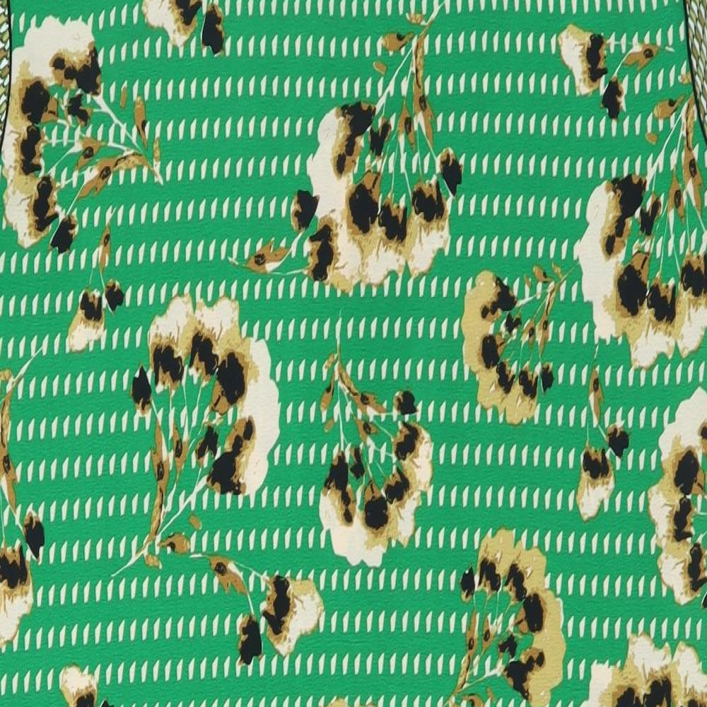 NEXT Womens Green Geometric Polyester A-Line Size 14 Round Neck Pullover