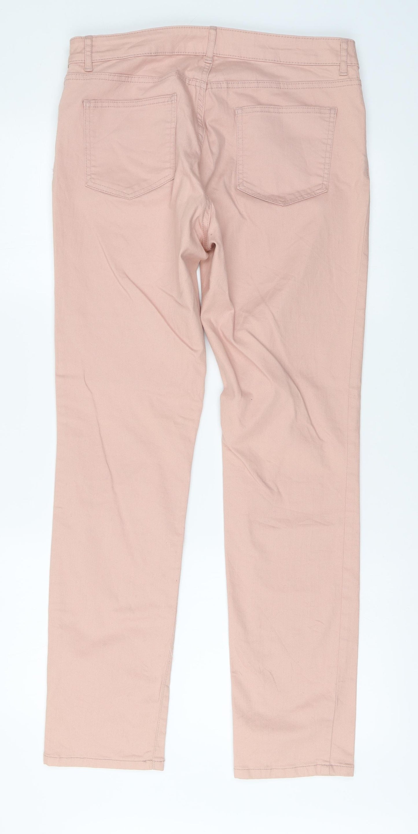 David Jones Womens Pink Cotton Straight Jeans Size 14 L31 in Regular Button