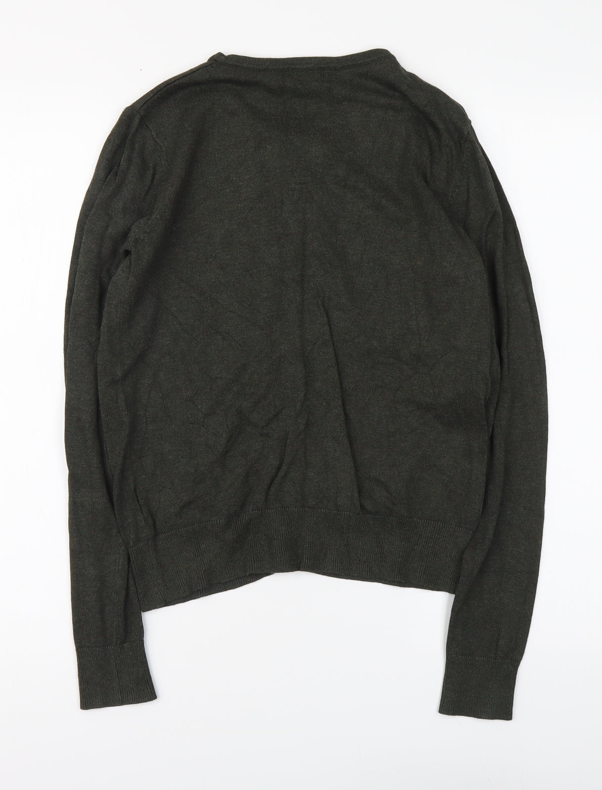 H&M Womens Green Round Neck Acrylic Cardigan Jumper Size S
