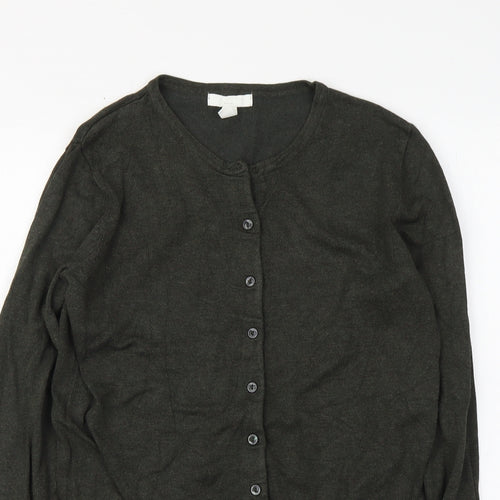 H&M Womens Green Round Neck Acrylic Cardigan Jumper Size S