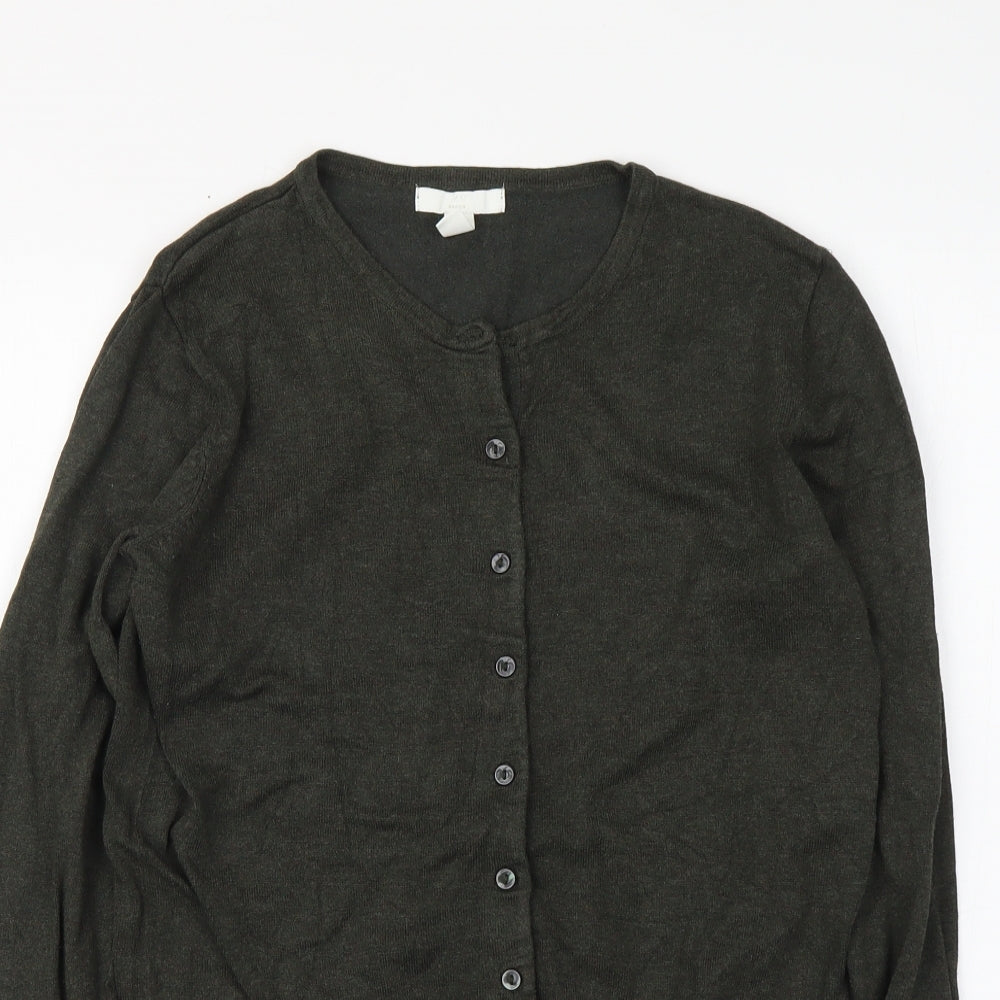 H&M Womens Green Round Neck Acrylic Cardigan Jumper Size S