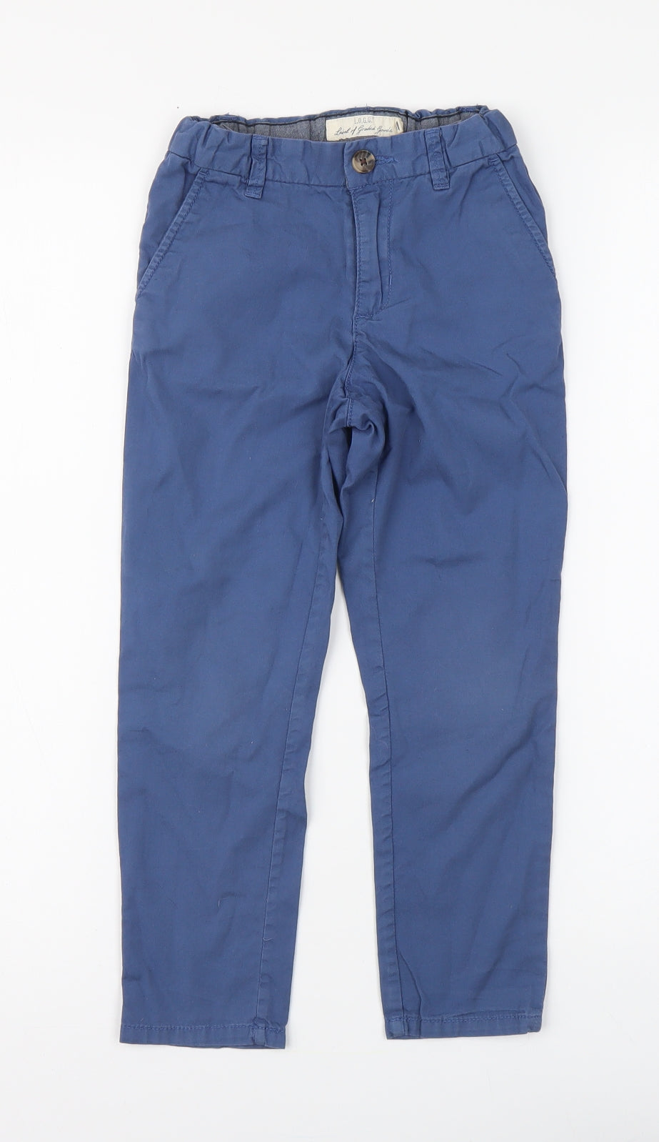 H&M Boys Blue Cotton Chino Trousers Size 5-6 Years Regular Button