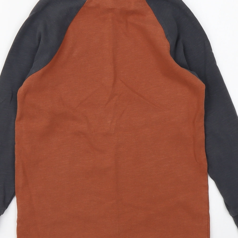 NEXT Boys Brown Cotton Basic T-Shirt Size 7 Years Round Neck Pullover