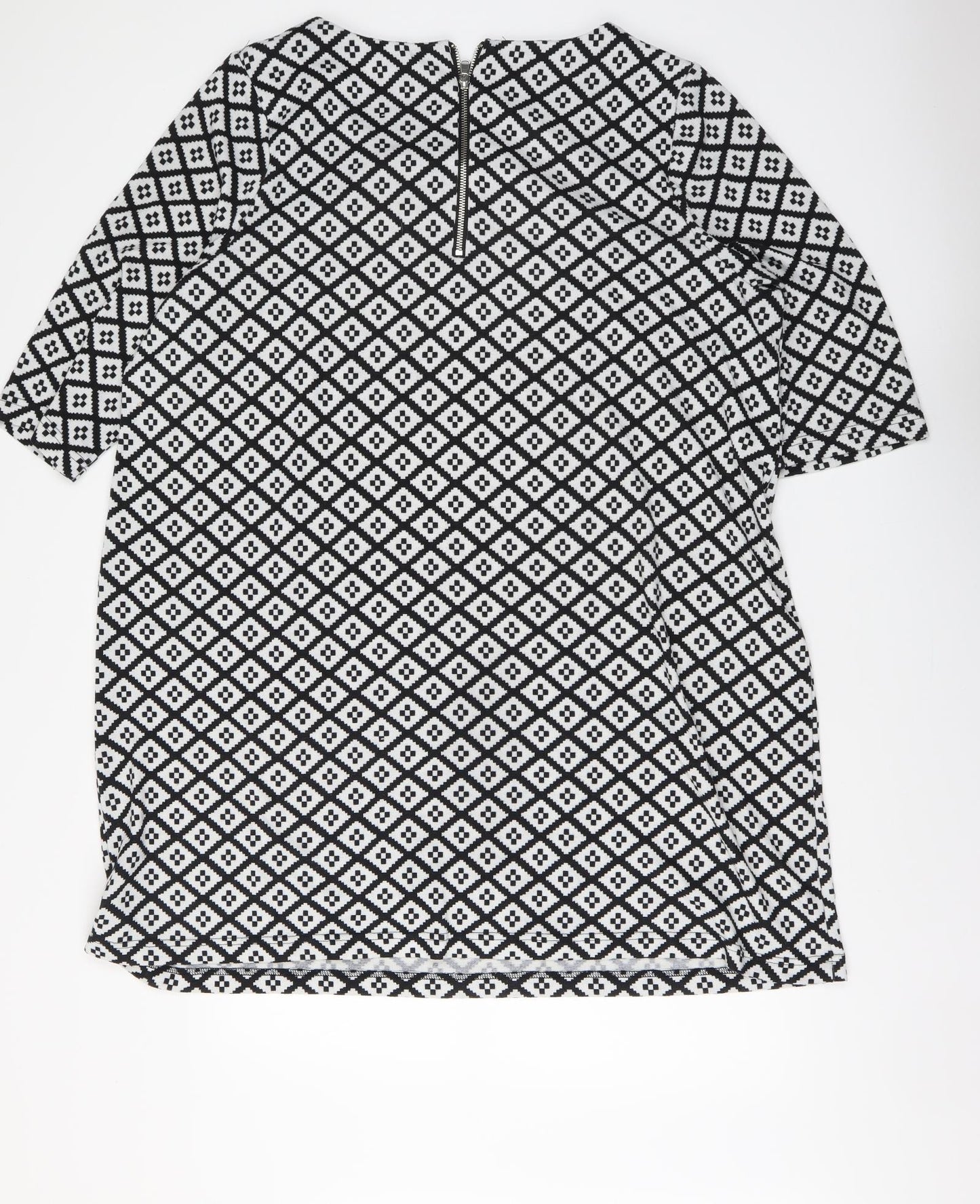 George Womens White Geometric Polyester A-Line Size 24 Round Neck Pullover