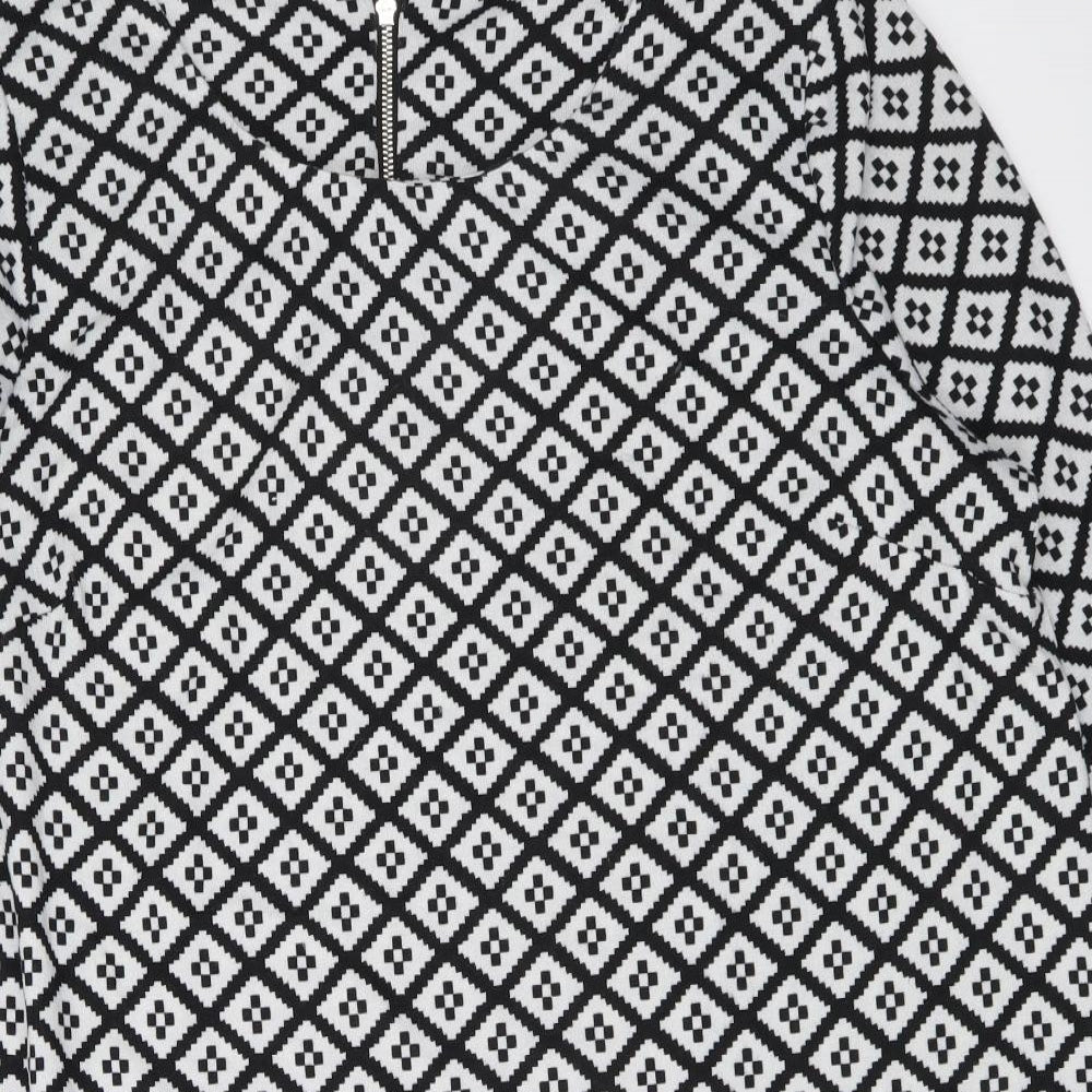 George Womens White Geometric Polyester A-Line Size 24 Round Neck Pullover