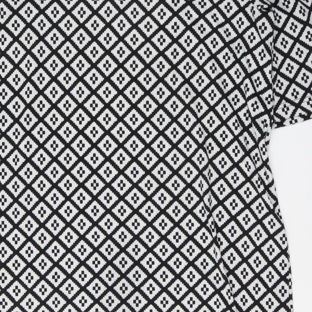 George Womens White Geometric Polyester A-Line Size 24 Round Neck Pullover