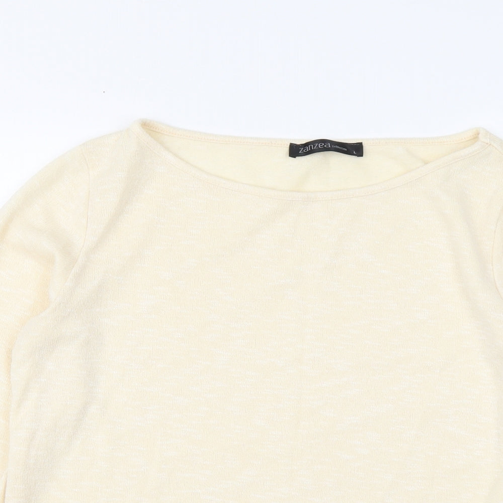 Zanzea Womens Beige Round Neck Acrylic Pullover Jumper Size L