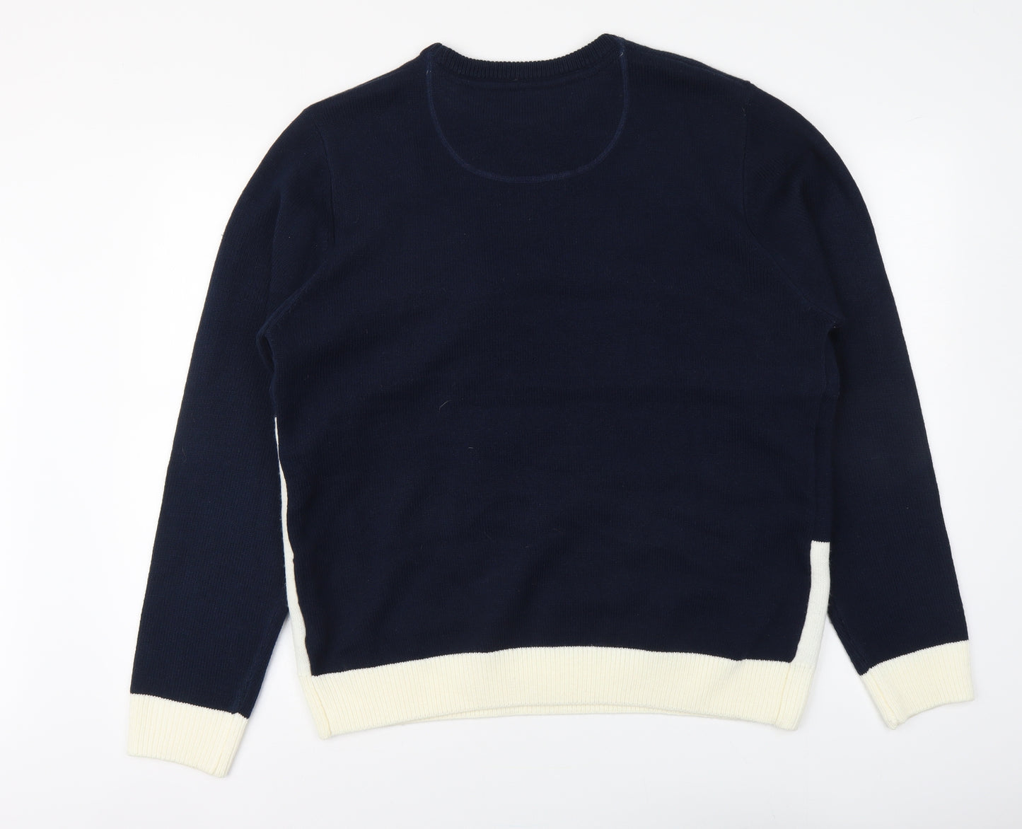 Preworn Mens Blue Round Neck Acrylic Henley Jumper Size XL - Christmas jumper