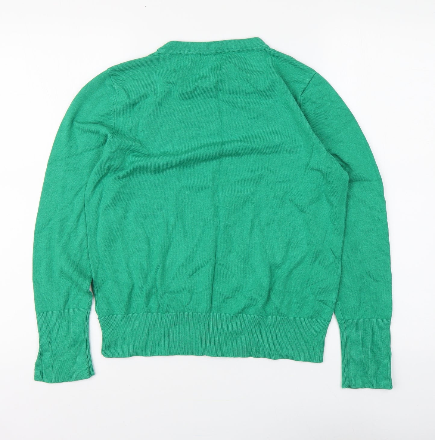 M&Co Womens Green Round Neck Viscose Pullover Jumper Size 14