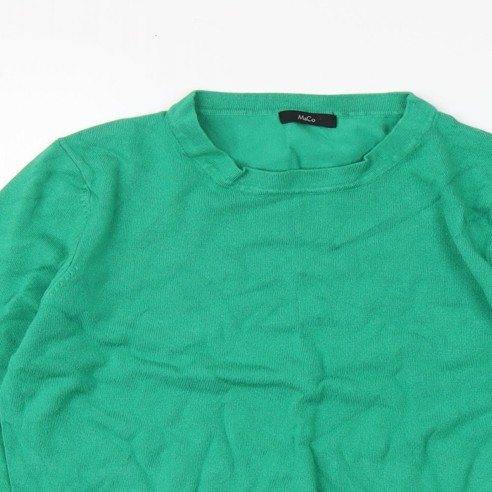 M&Co Womens Green Round Neck Viscose Pullover Jumper Size 14