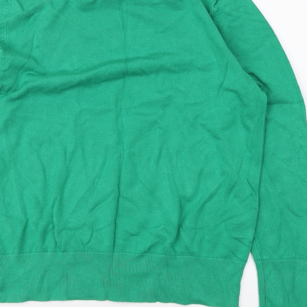 M&Co Womens Green Round Neck Viscose Pullover Jumper Size 14