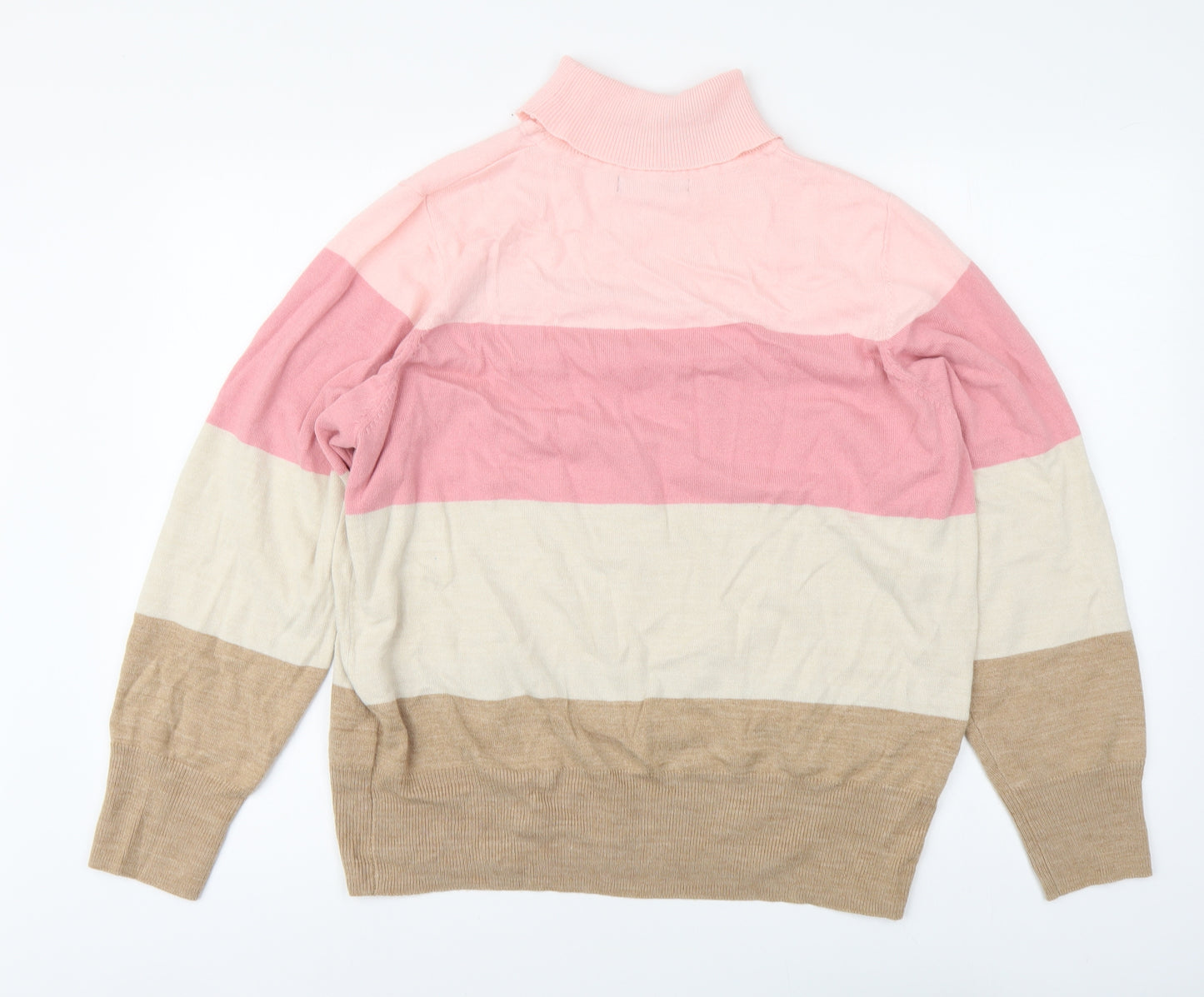 Marks and Spencer Womens Multicoloured Roll Neck Striped Acrylic Pullover Jumper Size 20