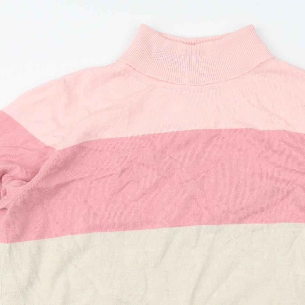 Marks and Spencer Womens Multicoloured Roll Neck Striped Acrylic Pullover Jumper Size 20