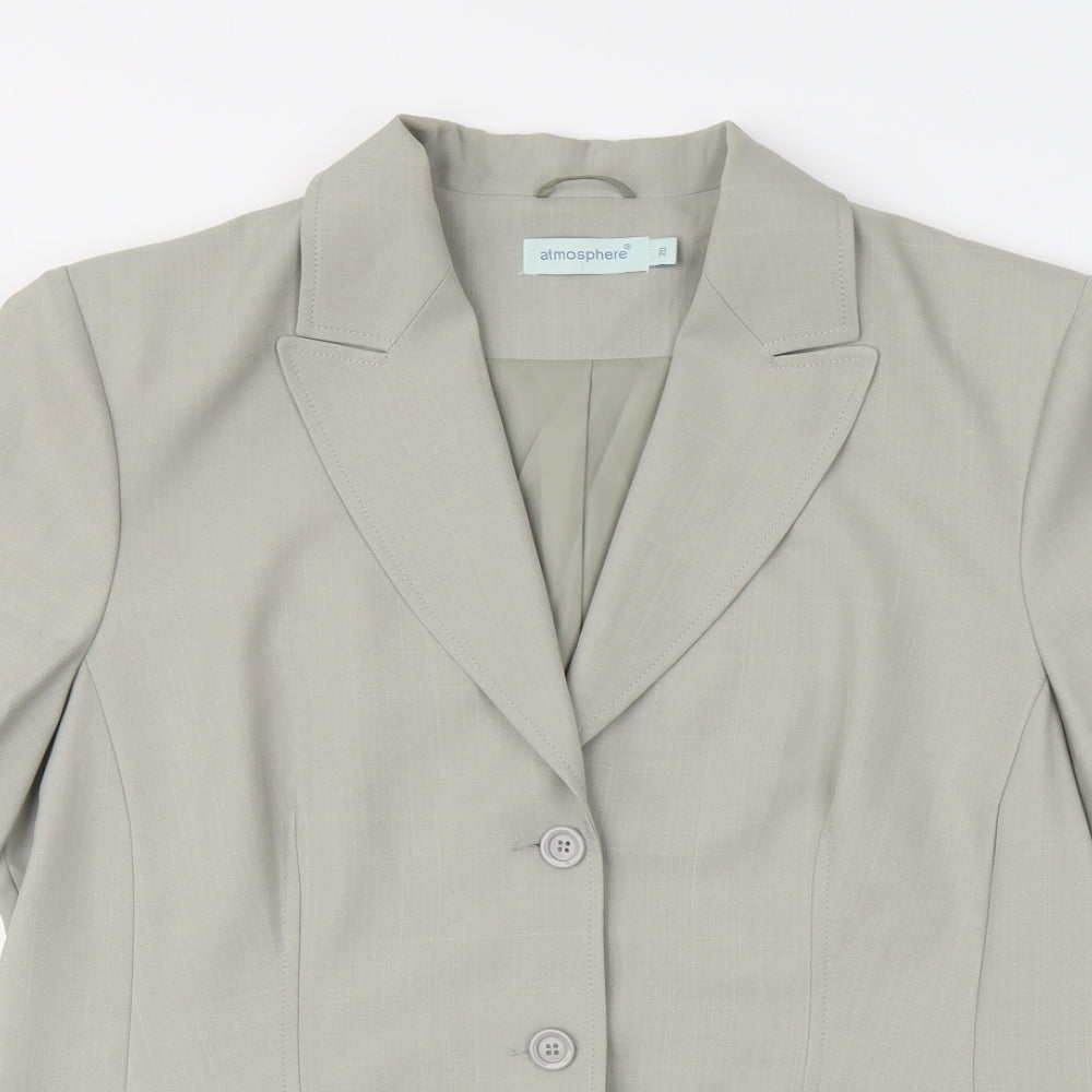 Atmosphere Womens Grey Polyester Basic Button-Up Size 20 V-Neck