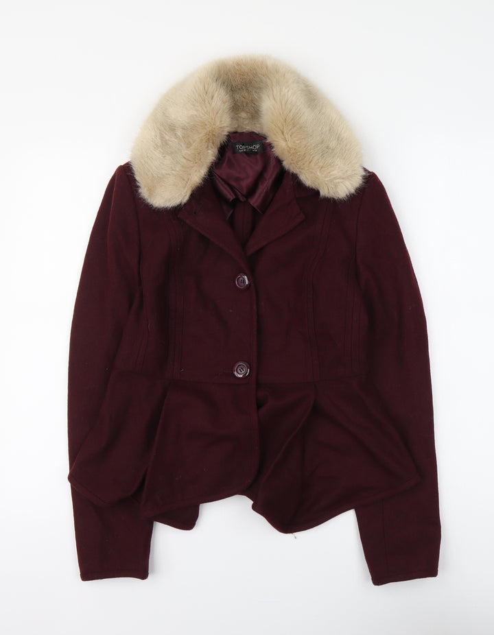 Topshop Womens Purple Jacket Size 10 Button
