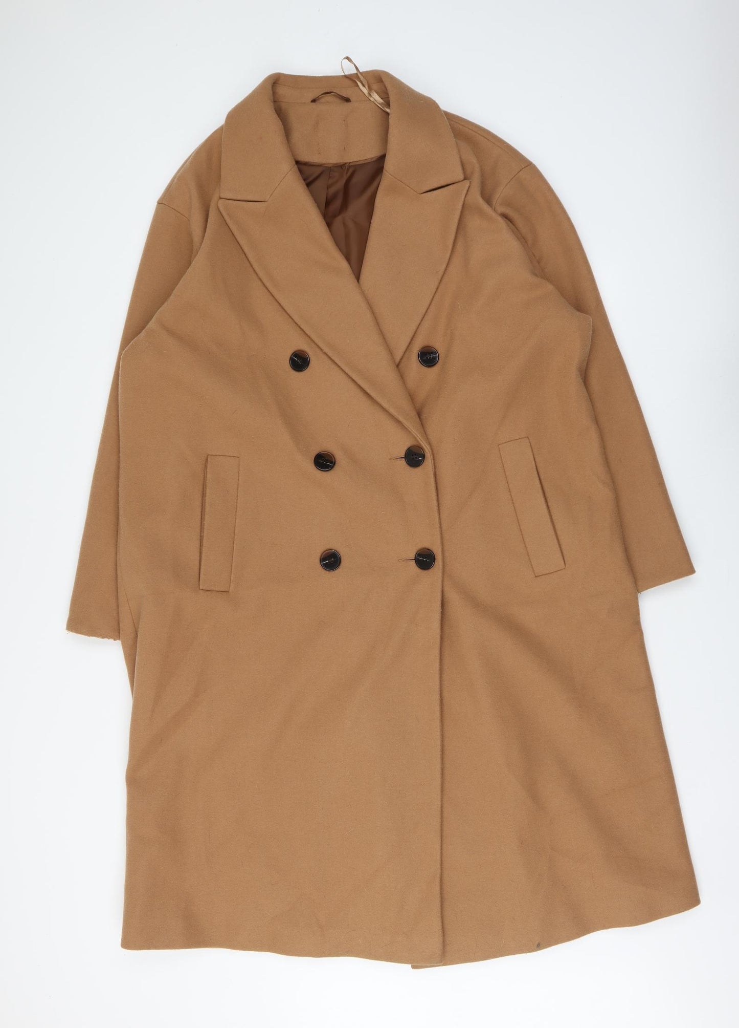 Primark Womens Beige Pea Coat Coat Size 20 Button