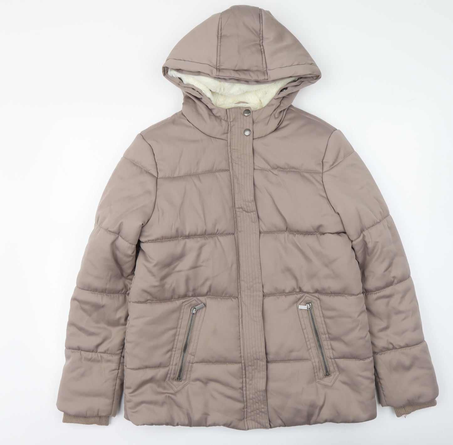 Debenhams Womens Beige Puffer Jacket Jacket Size 14 Zip