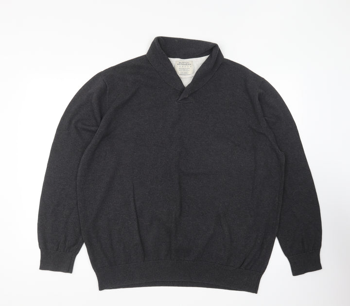 Burton Mens Grey Collared Acrylic Pullover Jumper Size 2XL