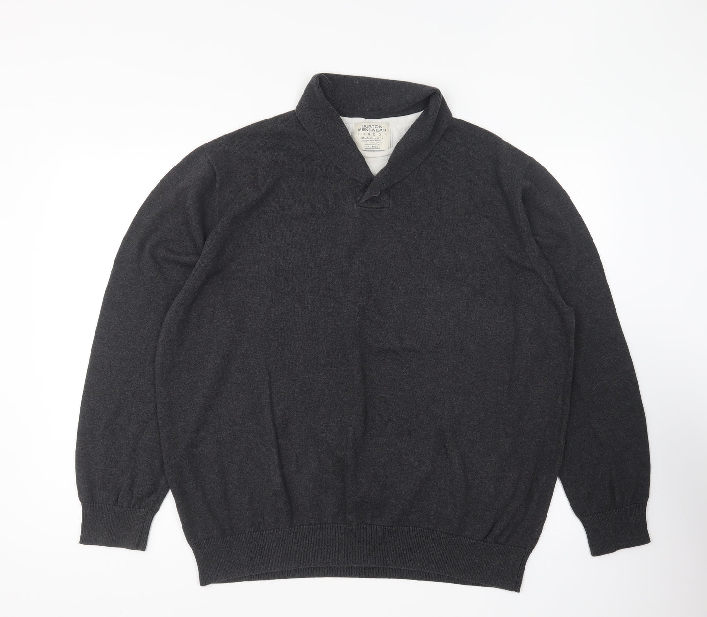 Burton Mens Grey Collared Acrylic Pullover Jumper Size 2XL