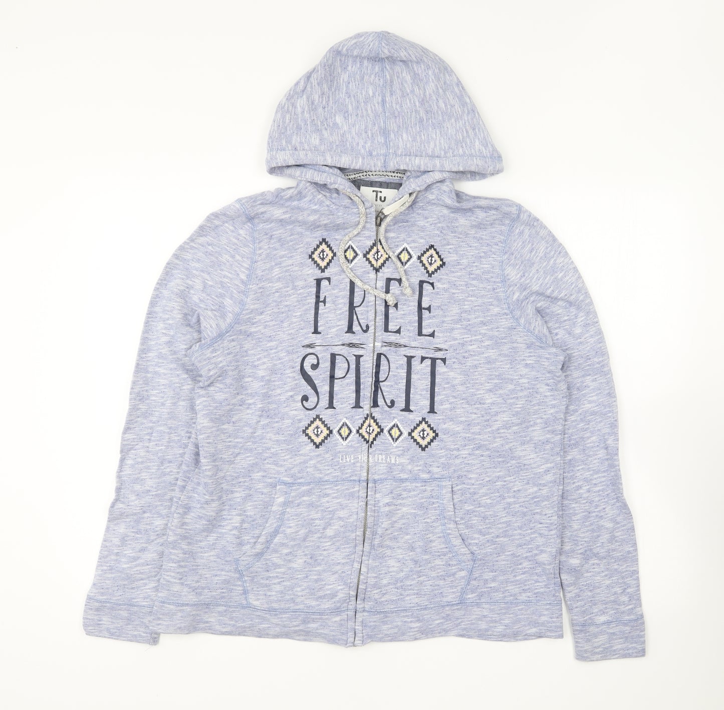 TU Womens Blue Cotton Full Zip Hoodie Size 16 Zip - Free Spirit