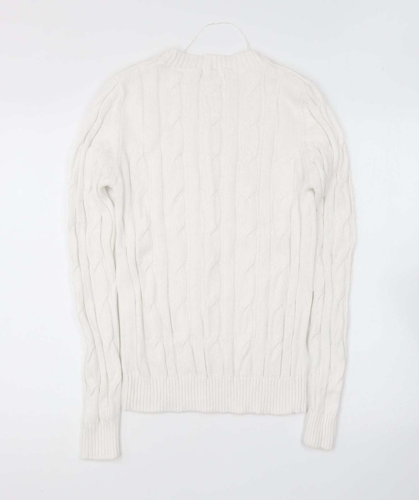 Preworn Womens White Round Neck Acrylic Pullover Jumper Size S