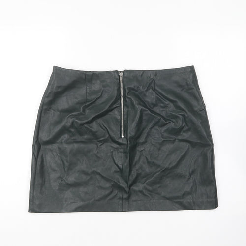 New Look Womens Green Polyurethane Mini Skirt Size 14 Zip