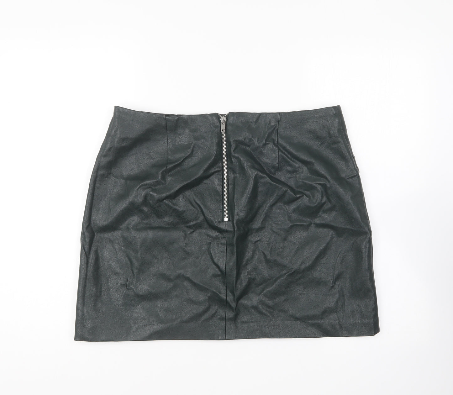 New Look Womens Green Polyurethane Mini Skirt Size 14 Zip