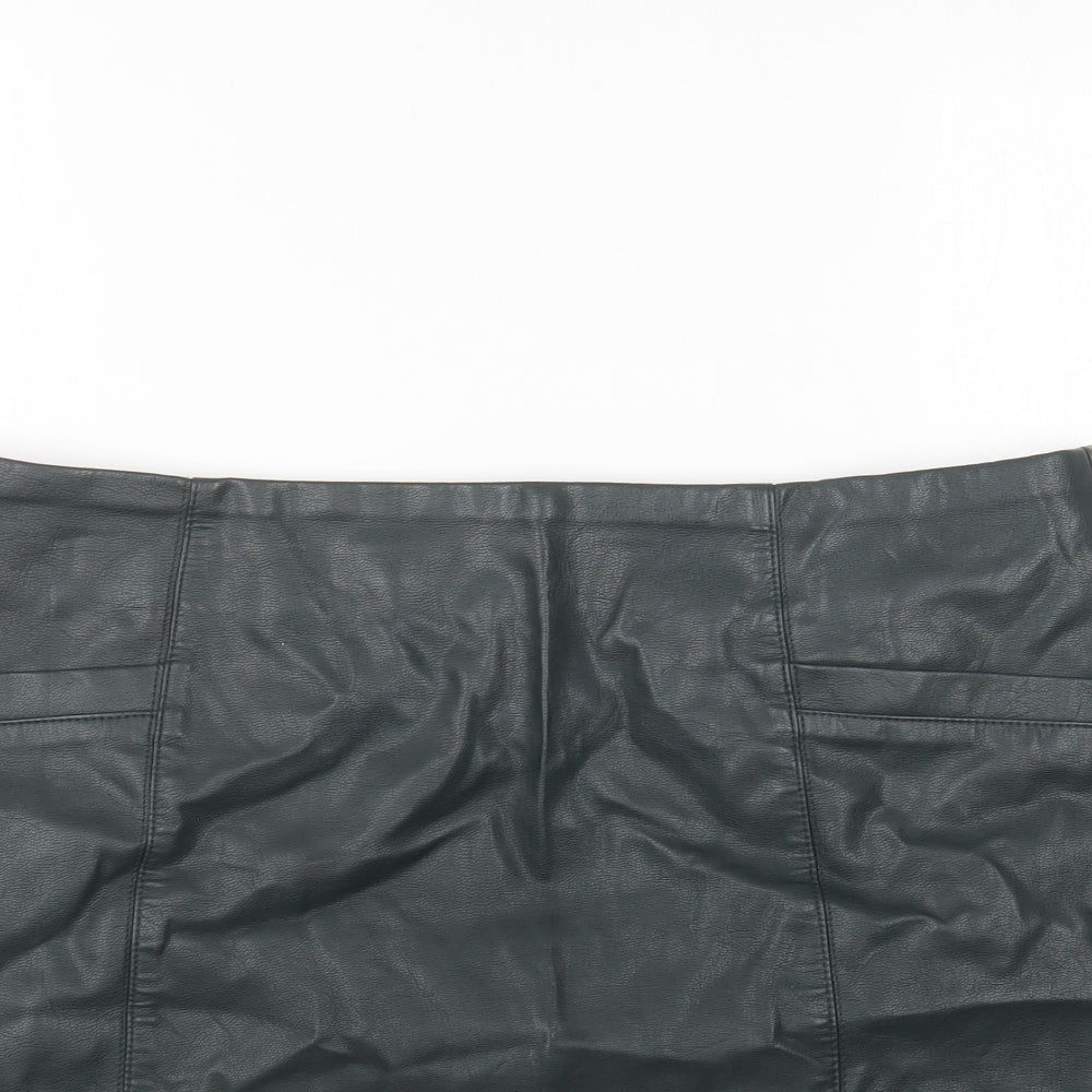 New Look Womens Green Polyurethane Mini Skirt Size 14 Zip