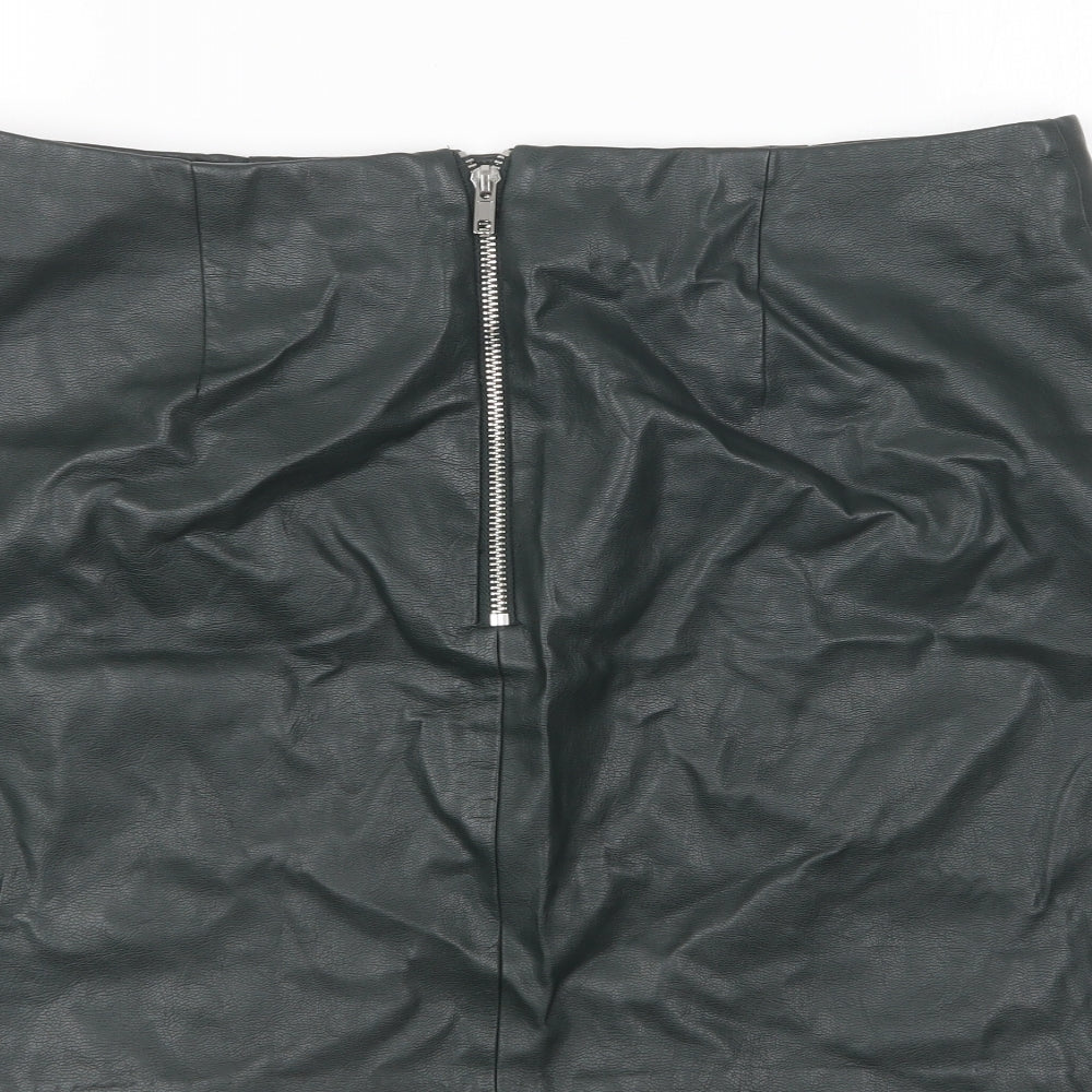New Look Womens Green Polyurethane Mini Skirt Size 14 Zip