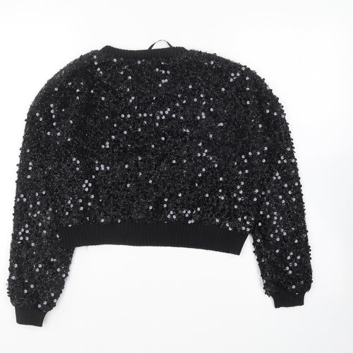 Atmosphere Womens Black Round Neck Polyester Pullover Jumper Size 10