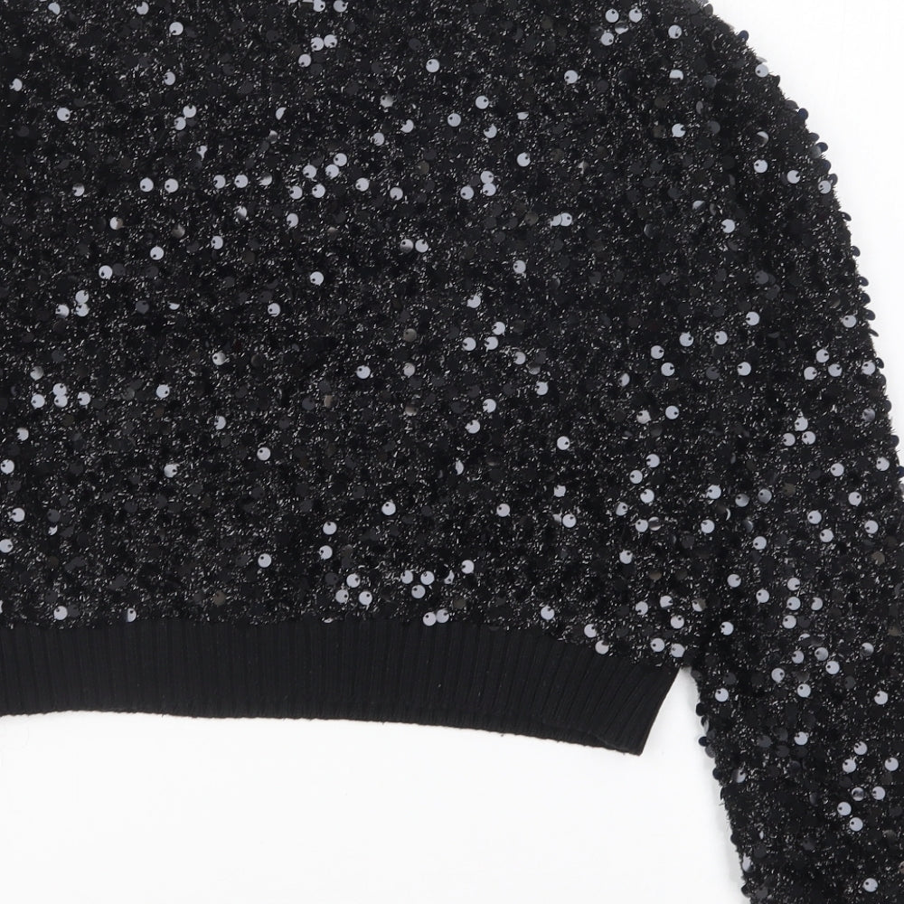 Atmosphere Womens Black Round Neck Polyester Pullover Jumper Size 10