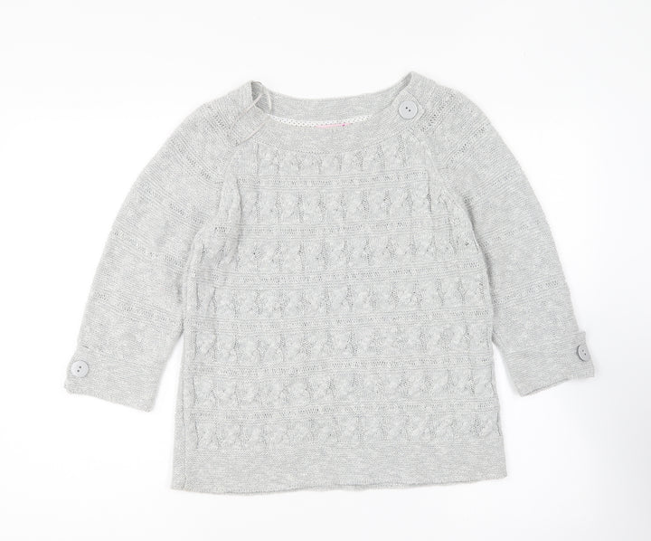 Per Una Womens Grey Round Neck Acrylic Pullover Jumper Size S