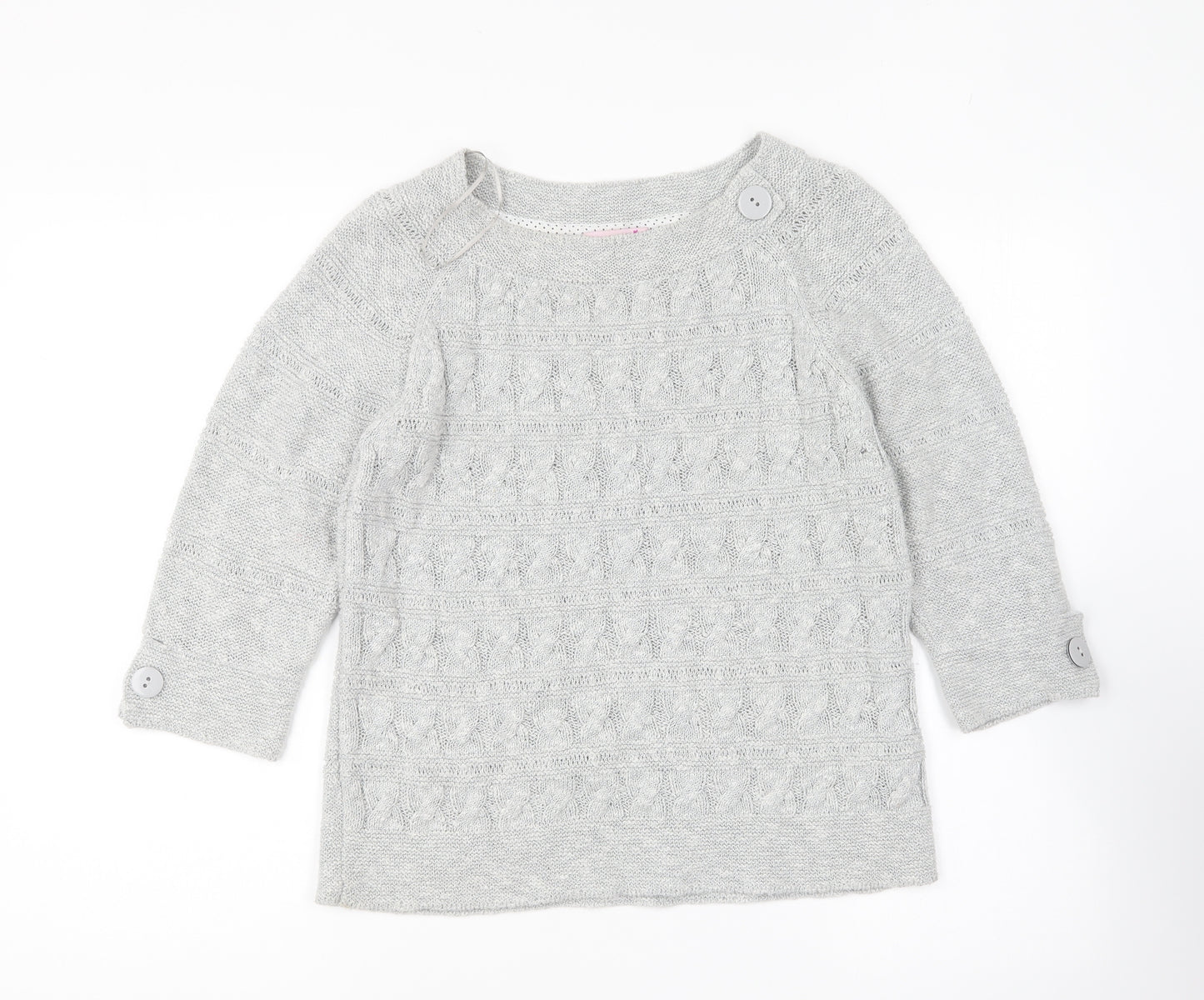 Per Una Womens Grey Round Neck Acrylic Pullover Jumper Size S