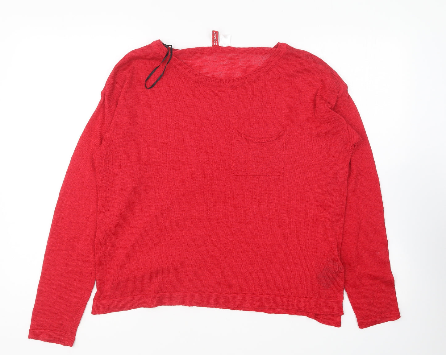 H&M Womens Red Round Neck Polyester Pullover Jumper Size M