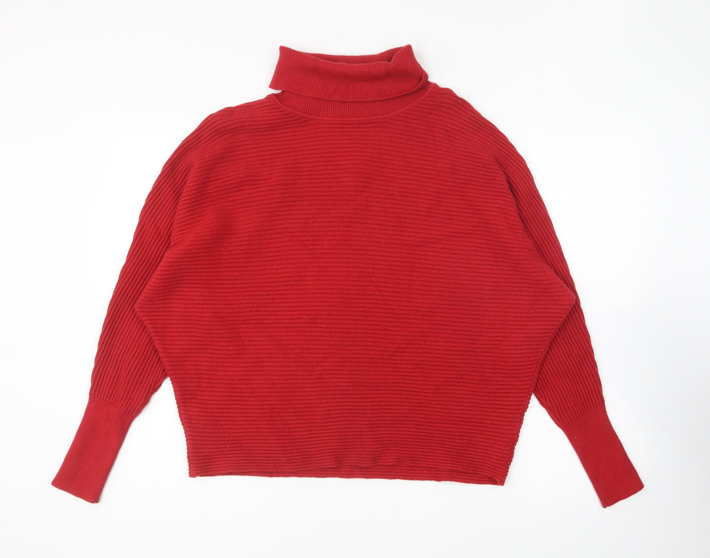 Primark Womens Red Roll Neck Viscose Pullover Jumper Size L