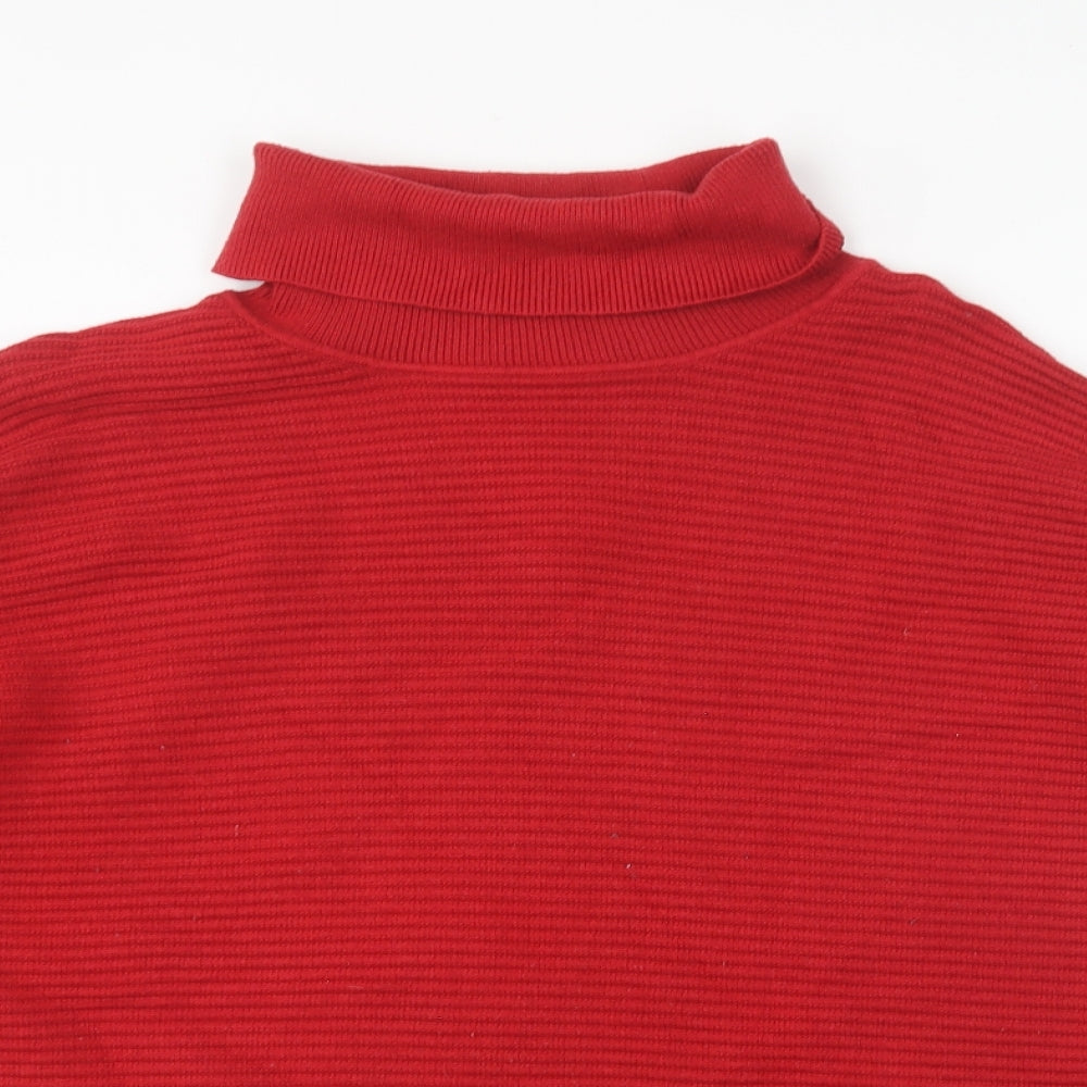 Primark Womens Red Roll Neck Viscose Pullover Jumper Size L