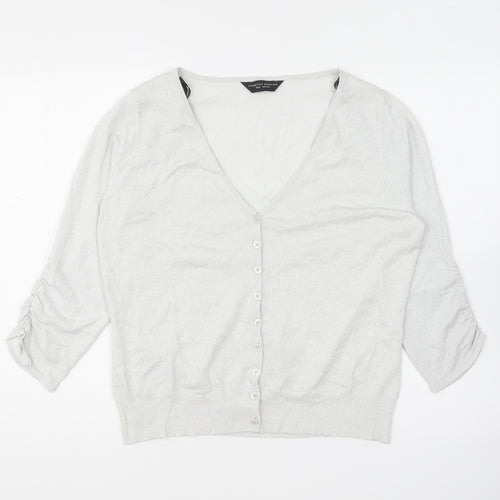 Dorothy Perkins Womens Silver V-Neck Viscose Cardigan Jumper Size 18