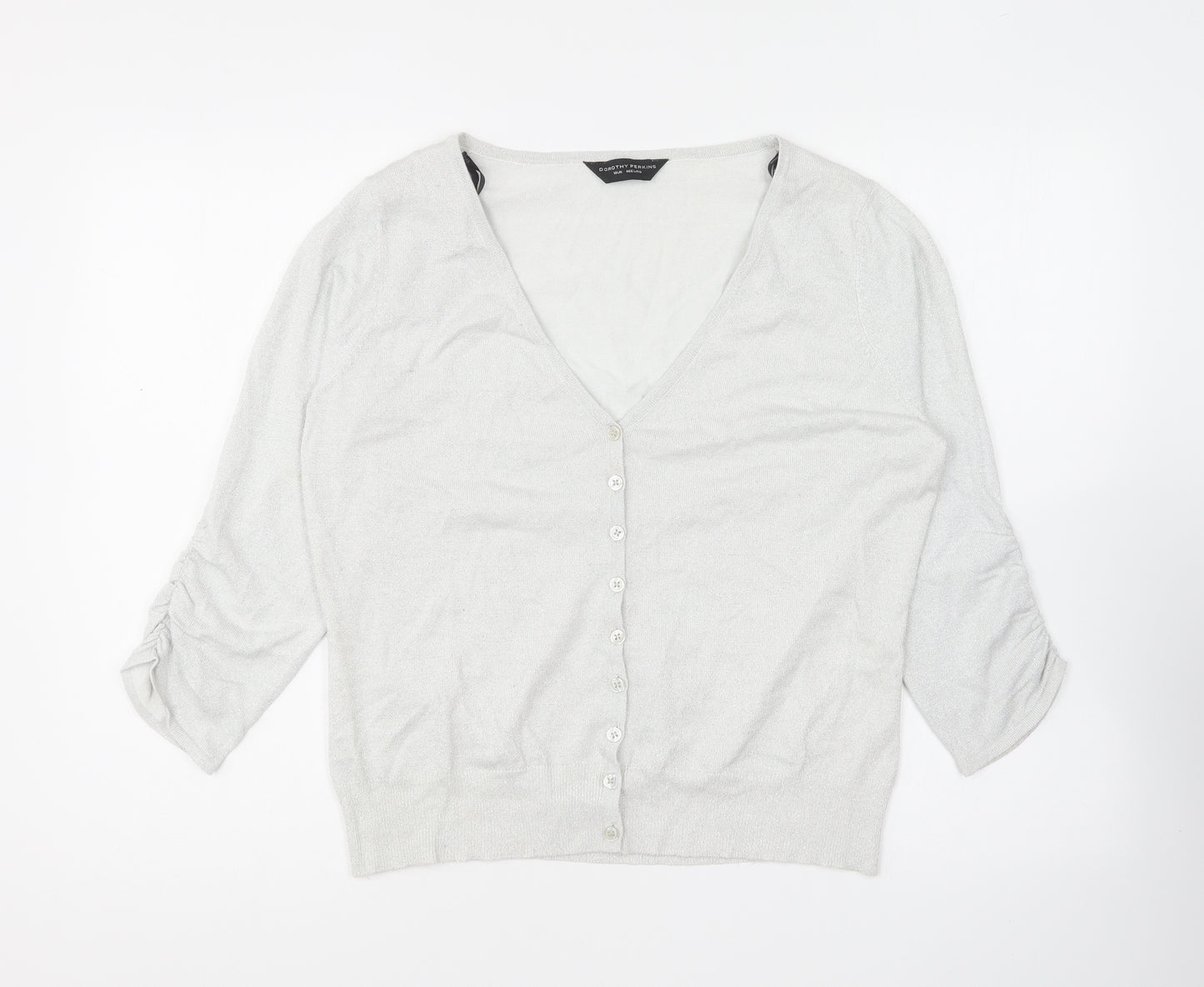 Dorothy Perkins Womens Silver V-Neck Viscose Cardigan Jumper Size 18