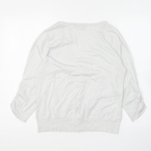 Dorothy Perkins Womens Silver V-Neck Viscose Cardigan Jumper Size 18