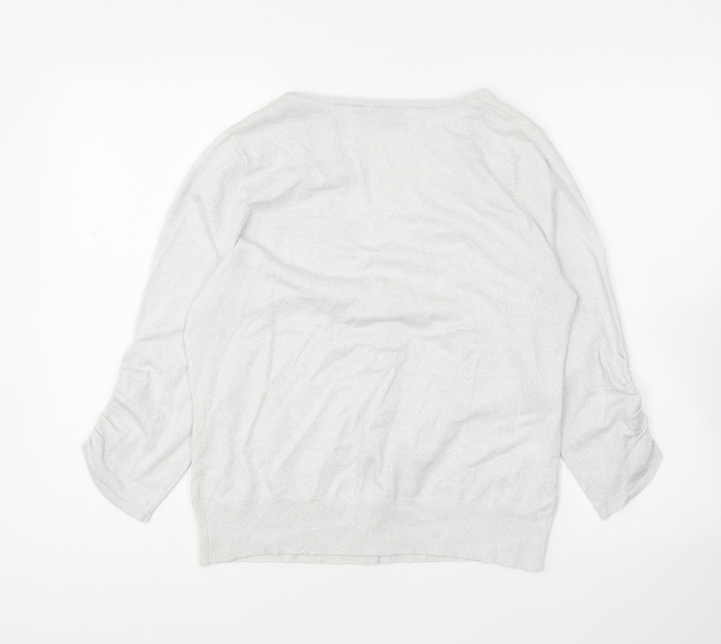 Dorothy Perkins Womens Silver V-Neck Viscose Cardigan Jumper Size 18
