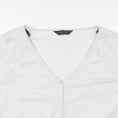Dorothy Perkins Womens Silver V-Neck Viscose Cardigan Jumper Size 18