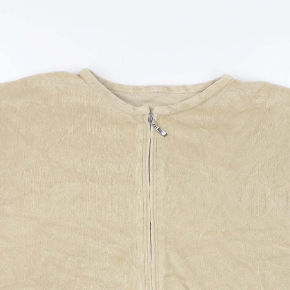 Marks and Spencer Womens Beige Round Neck Cotton Full Zip Jumper Size 20