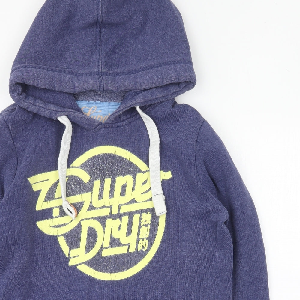 Superdry Womens Blue Cotton Pullover Hoodie Size L Pullover