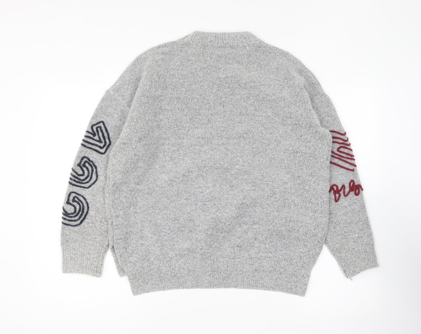 Preworn Womens Grey Round Neck Polyester Pullover Jumper Size M