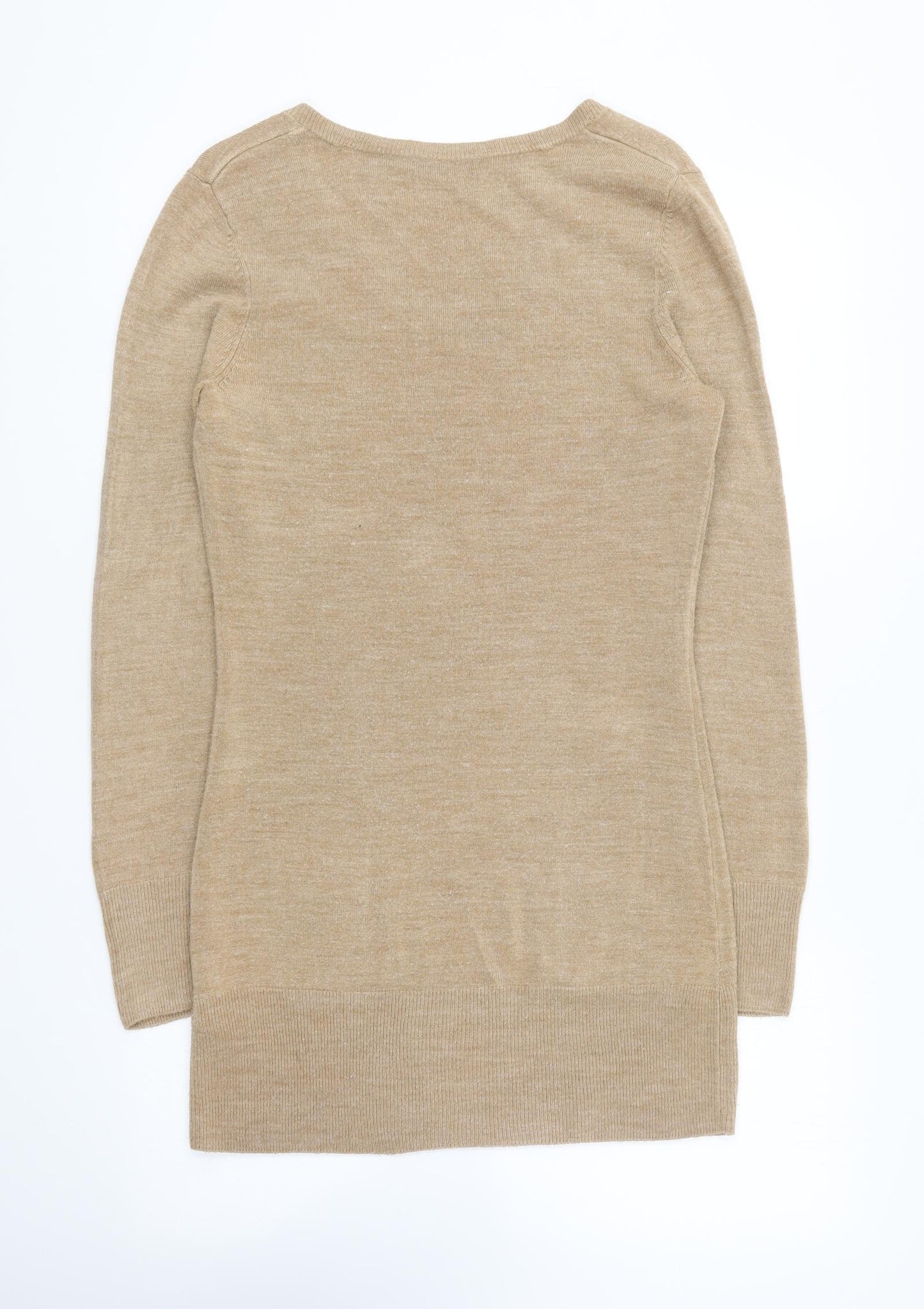 South Womens Brown V-Neck Acrylic Pullover Jumper Size 10