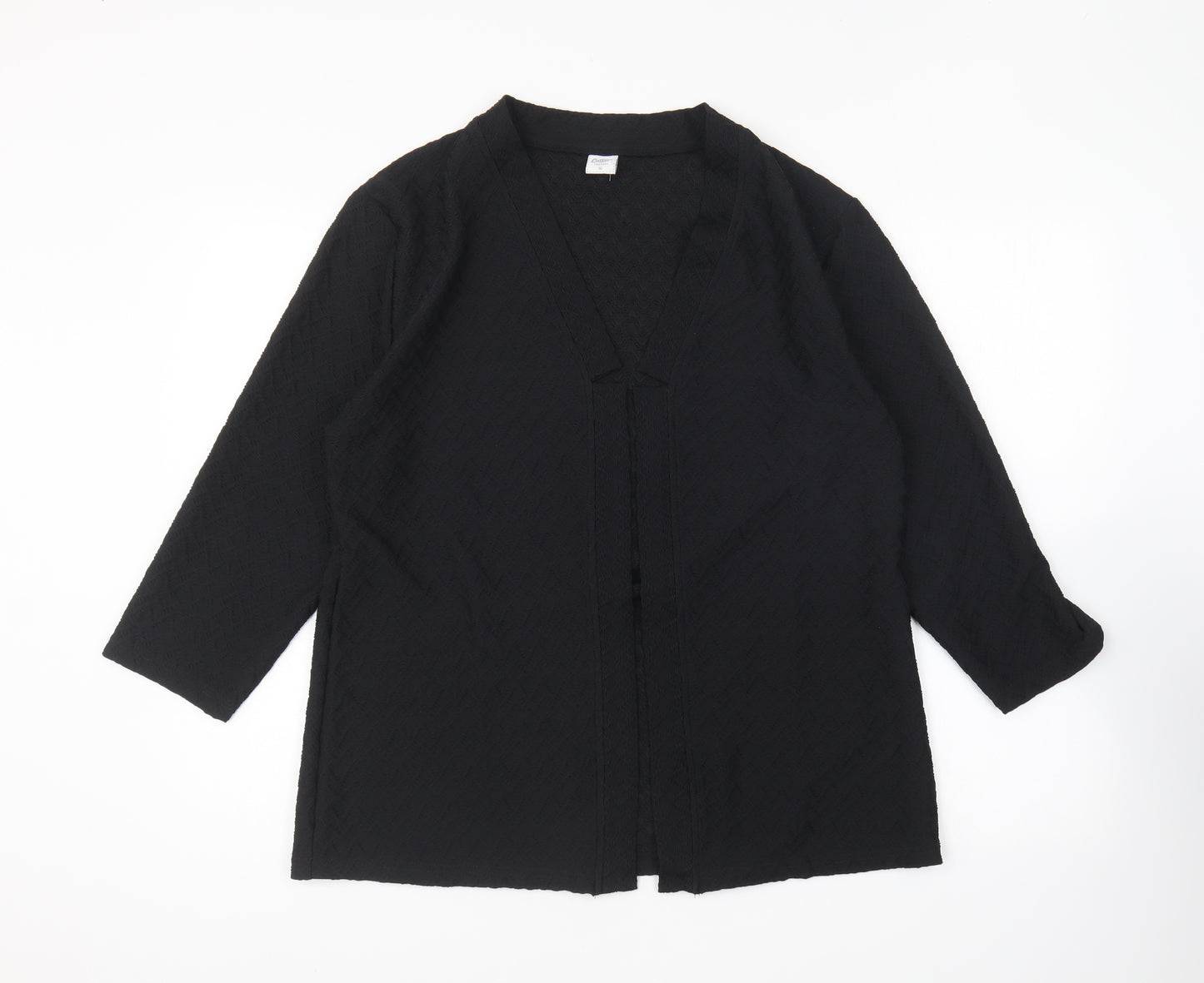 Cotton Traders Womens Black V-Neck Polyester Cardigan Jumper Size 16