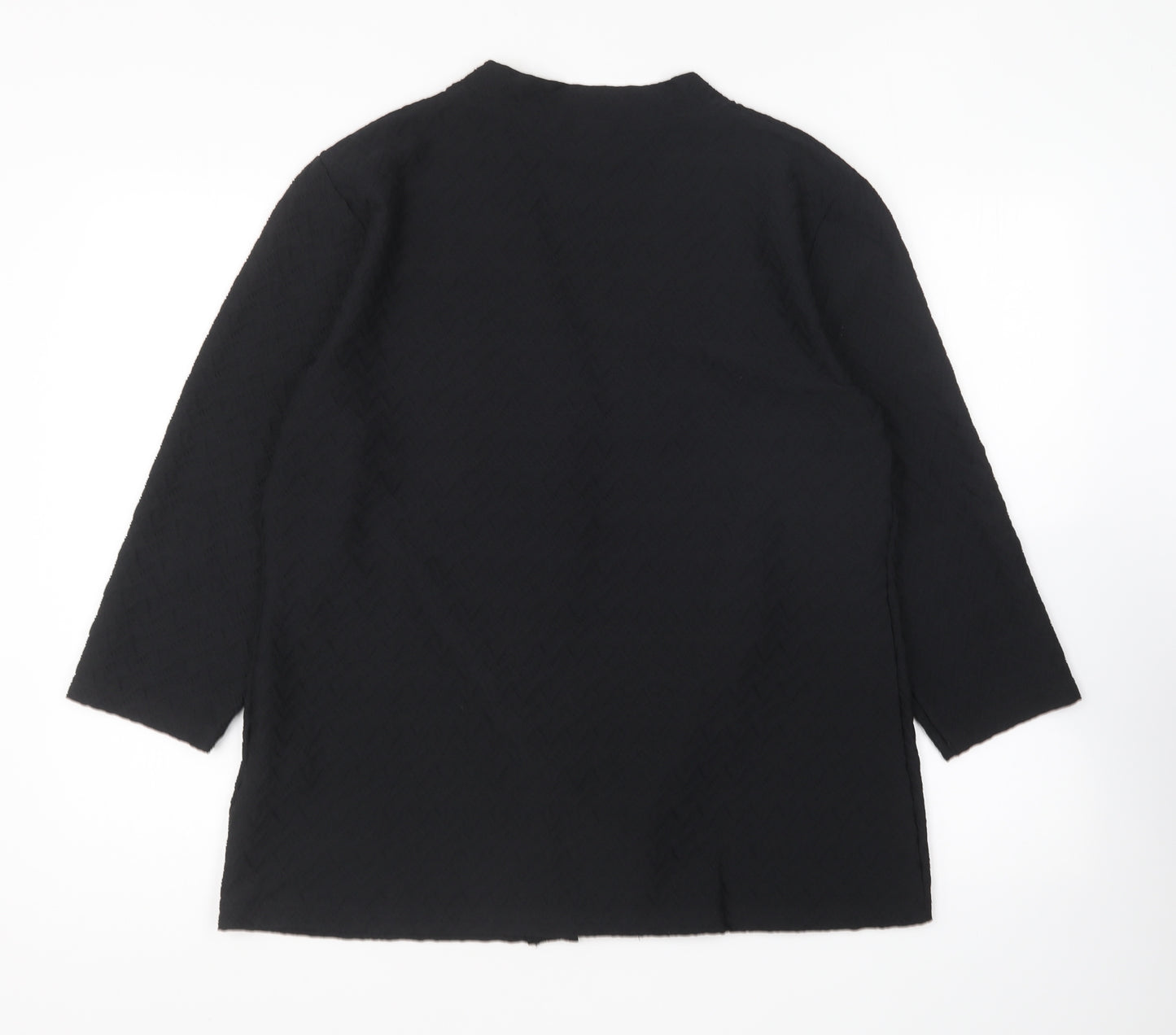 Cotton Traders Womens Black V-Neck Polyester Cardigan Jumper Size 16