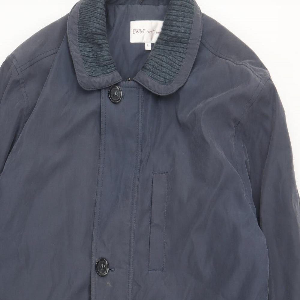 EWM Womens Blue Overcoat Coat Size L Button