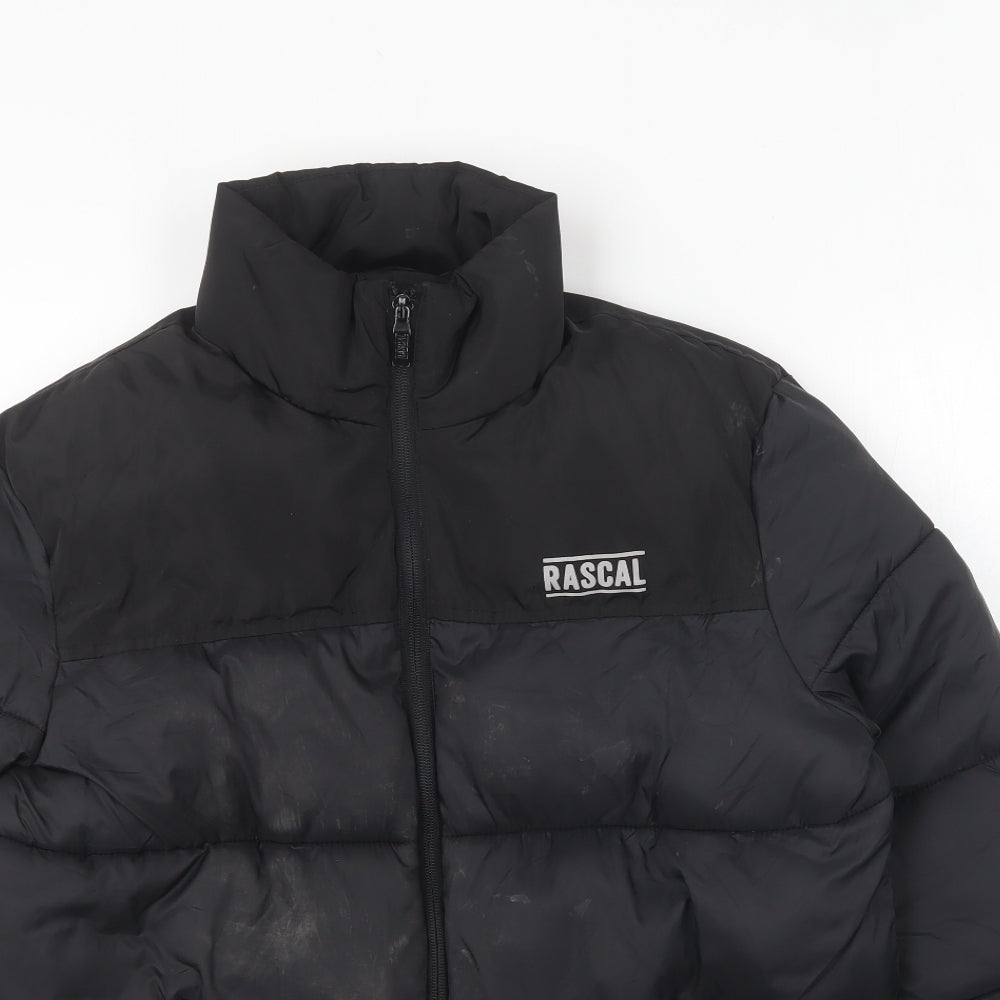 Rascal Mens Black Puffer Jacket Coat Size L Zip